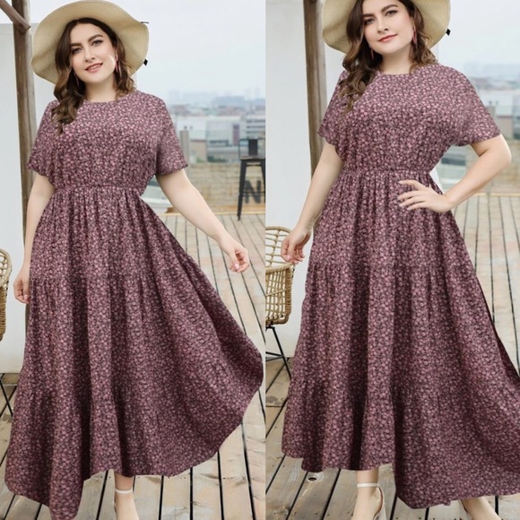 Boho plus size dot swing maxi dress - Picture 4 of 8